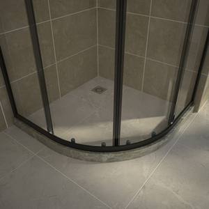 Paroi de douche pliante moderne en forme de secteur, verre trempé transparent 4 mm, avec poignée et drain, pour salle de bain d'hôtel - Product Image 4