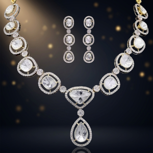 Luxury Gold Diamond Necklace with Brilliant Cut Diamonds Traditional Indian Bridal <b>Gift</b> Set for Weddings and Festive Occasions - Product Image 2