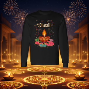 Camiseta de manga larga Diwali con diseño del festival hindú indio de las luces - Product Image 3