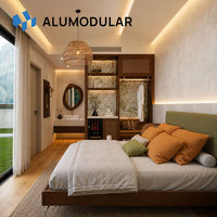 Maison de villégiature préfabriquée écologique avec revêtement en aluminium, maison modulaire clé en main entièrement meublée, construite en usine