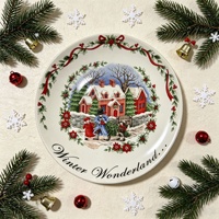 Amerikanischer Weihnachts-Keramikteller Winterwunderland Mikrowellengeeignet Frisches und Niedliches Design Festliches Tafelgeschirr