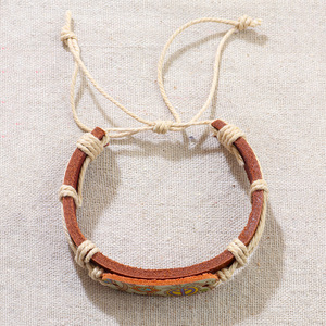 Pulsera Retro de gran oferta, de estilo étnico parche de transferencia de calor, símbolo de la paz, color de tótem, pulsera de cuero genuino para hombres y mujeres - Product Image 4