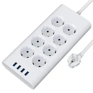 Power Strip Multi-Socket with USB,8 AC Outlets with 4 USB Ports Switch Smart Charging,Wall Mounted with Child Lock