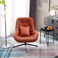 Fauteuil pivotant en similicuir, pieds en acier carbone, structure en fer, canapé individuel de loisirs en mousse haute densité pour salon/chambre
