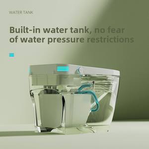 Toilettes automatiques domestiques intelligentes avec télécommande, bouclier en mousse anti-éclaboussures, évier en céramique intégré et réservoir d'eau - Product Image 2
