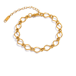 Bracelet à maillons tendance plaqué or 18 carats, design géométrique, bijoux pour femmes - Product Image 5