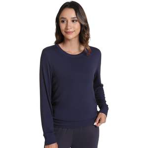 Camiseta de Pijama Personalizada para Mujer, Manga Larga, Cuello Redondo, Ropa de Dormir Suave, Tallas S-XXL - Product Image 1