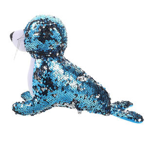 Peluche di <span class=keywords><strong>Leone</strong></span> Marino Reversibile con Paillettes Scintillanti 8504, Giocattolo Morbido con Grandi Occhi, Bambola da Abbraccio per Bambini - Product Image 1