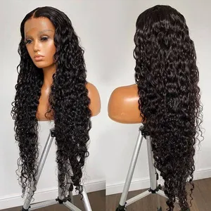 Wholesale Natur Black 100 Human Hair Hd Lace Wig Transparent Brazilian Wig Fashion Water Wave Hd 13x6 Lace Frontal Wigs