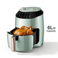 Friteuse à air manuelle grande capacité 6L, friteuse à air multifonctionnelle avec réglage de la température et de la minuterie pour un usage domestique