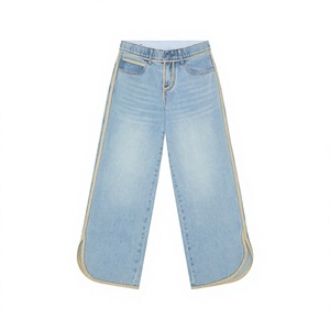 Jean en denim délavé taille haute coupe large et ample en coton pour homme – Style décontracté automne couleur unie - Product Image 1