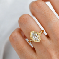 Bague de mariage unisexe en or 18 carats, style nordique royal vintage gravé, diamant de laboratoire CVD HPHT taille marquise 1 carat, certificat IGI, OEM ODM