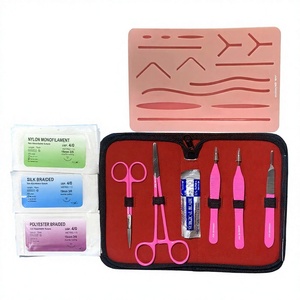 Kit d'entraînement avec coussin de pratique de suture réaliste pour étudiants en médecine, coussin de peau chirurgical, kit de suture complet, instruments médicaux - Product Image 1