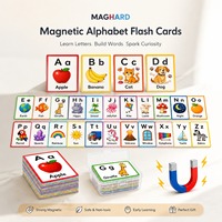 Juego de Tarjetas de Aprendizaje ABC con Palabras Ilustradas para Maestros de Preescolar y Familias, Tarjetas Magnéticas de Aprendizaje del Alfabeto