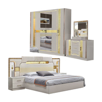 Ensemble de chambre à coucher moderne à prix de gros, cadre en bois, lit king-size de luxe, design turc, ensemble complet de meubles de chambre à coucher