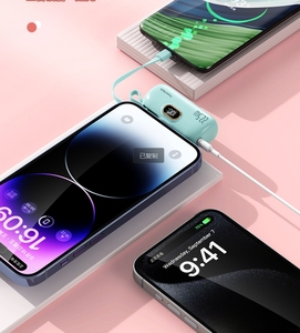 Mini batterie Li-Polymère 5000 mAh, station d'alimentation portable à charge rapide avec écran numérique LED, sans câble, design fin, support inclus - Product Image 4