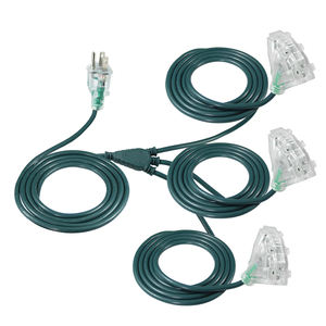1-to-9 Way Heavy Duty Power Splitter Cord, 3×Triple Tap Outlets, Green SJTW 15A Electric Extension Cord for Outdoor - Product Image 3