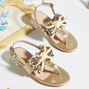 Sandali Primaverili 2026 per Bambine <span class=keywords><strong>con</strong></span> Fiore di Cristallo e Fiocco, <span class=keywords><strong>Tacco</strong></span> Basso e Comodo in Pelle PU, <span class=keywords><strong>Scarpe</strong></span> Eleganti per Bambine Piccole - Product Image 1