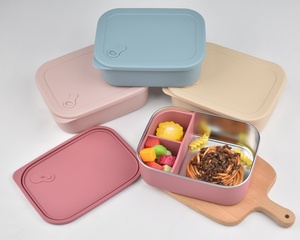 お弁当箱子供用シールプルーフステンレス食品容器用シリコン食器洗い機お弁当箱シリコンふた付き - Product Image 2