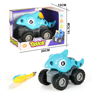 Camion jouet dinosaure bleu QS DIY en plastique, camion de <span class=keywords><strong>dessin</strong></span> <span class=keywords><strong>animé</strong></span> à visser pour enfants - Product Image 2