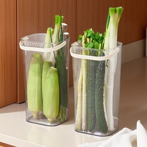 Transparent Rectangle Storage Bucket Large Capacity For Scallions Ginger Garlic Kitchen Food Container - Product Image 1