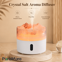 Humidificateur ultrasonique 4-en-1 en cristal de sel de l'Himalaya avec veilleuse chaude, brume silencieuse pour la maison, spa, diffuseur d'arômes d'huiles essentielles