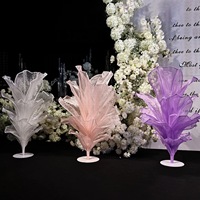 Grande fleur géante en organza couleur champagne, centre de table de mariage en soie surdimensionné, décoration pour événements et fêtes, vente en gros