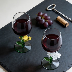 Verre à vin de luxe en forme de tige florale, soufflé à la main, avec branche de fleur 3D, gobelet transparent pour vin rouge de Bordeaux, élégante flûte à <span class=keywords><strong>champagne</strong></span> - Product Image 2