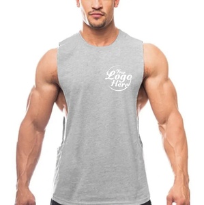 Gilet de fitness sans manches en coton personnalisé pour hommes, t-shirt de sport d'été imprimé, vêtements tricotés respirants pour la course à pied et l'entraînement surdimensionnés - Product Image 4