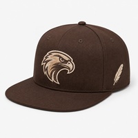 Casquette Snapback en sergé de coton avec broderie détaillée, visière rigide et calotte haute, style streetwear, faible MOQ, pour marques de créateurs