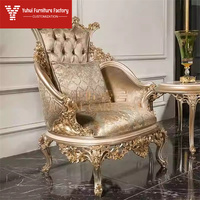 Canapé sectionnel carré de style palais rétro français, mobilier de luxe pour villa, en bois massif sculpté antique, avec assise en éponge