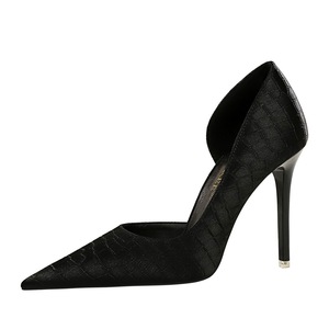 1298-5 BIGTREE moda coreana banquete tacones altos tacones delgados zapatos de mujer patrón de piedra Vintage seda satén lado hueco alto <span class=keywords><strong>Hee</strong></span> - Product Image 3
