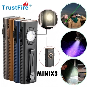 Trustfire độc đáo siêu mỏng mini X3 1050lm Spotlight EDC <span class=keywords><strong>Torch</strong></span> 365nm UV phẳng Đèn pin từ màu xanh lá cây ánh sáng laser - Product Image 1