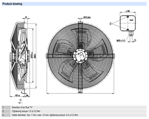Ventilador axial de CA de 710 mm ebm-papst S6D710-AH01-01/F01, ventilador industrial de alta resistencia para sistemas HVAC y torres de enfriamiento - Product Image 3