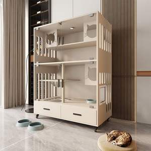 Villa pour chat extra large écologique Cage à chat en bois commerciale Modèle solide Fermeture à bouton Nid Cabinet pour intérieur/extérieur - Product Image 1