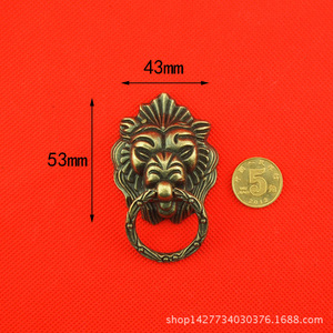 Lion Head Furniture Handle 43x53mm Antique Alloy <b>Drawer</b> Cabinet <b>Knob</b> Traditional Design Home <b>Decor</b> - Product Image 1