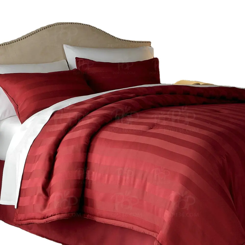 गर्म बिक्री लोकप्रिय गर्मियों टवील 100% पॉलिएस्टर धारीदार लाल उभरा microfiber कपड़े के लिए बिस्तर शीट