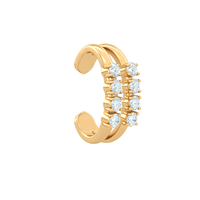 LOZRUNVE Boucle d'oreille manchette double bande en argent sterling 925 de luxe avec zircon cubique et aigue-marine