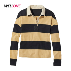 Pesi pesanti di alta qualità in cotone 100% personalizzato di fabbrica giallo nero Modulare cucitura in bianco senza logo Jersey da ragazza Polo da Rugby da <span class=keywords><strong>donna</strong></span> - Product Image 1