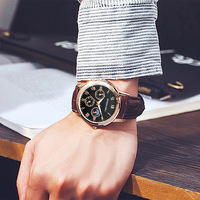 Montre à Quartz de luxe minimaliste pour hommes bracelet en cuir Ultra-mince diamètre du cadran 40mm montres décontractées d'affaires Reloj Hombre