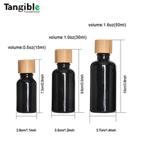Sérum de soin de la peau en verre noir TANGIBLE, huile essentielle, gouttes pour les yeux, couvercle en bois de bambou, 15/30/50 ml, bouchon à vis sérigraphié, cosmétique