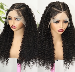 วิกผมมนุษย์แบบถักเปียล่วงหน้า รุ่น FH Pre-Braided Water Wave พร้อมเชือกผูกผมด้านหน้าแบบ 13x4  ความหนาแน่น 200% วิกผมหยิกแบบ Pre Plucked ขายส่ง - Product Image 5