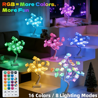 Arbre à roses artificiel RGB de 45 cm, 24 LED, 16 couleurs, télécommande, batterie USB, pour la Saint-Valentin, mariage, chambre à coucher, décoration intérieure