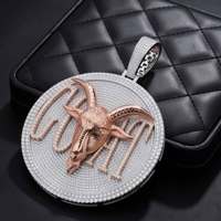 Collar con Colgante de Cabeza de Toro de Moissanita de Alta Calidad, Estilo Hip Hop, con Incrustaciones de Diamantes Redondos, para Hombre, Estilo Urbano y de Alto Rendimiento