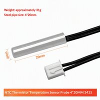 Sonde de température à thermistance NTC 4x20mm 10K 3435 Précision 1 % Câble de 1 mètre Étanche