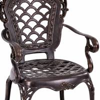 Fauteuil de jardin rétro en aluminium moulé à dossier creux, résistant aux intempéries, pour cour, patio et jardin, directement de l'usine