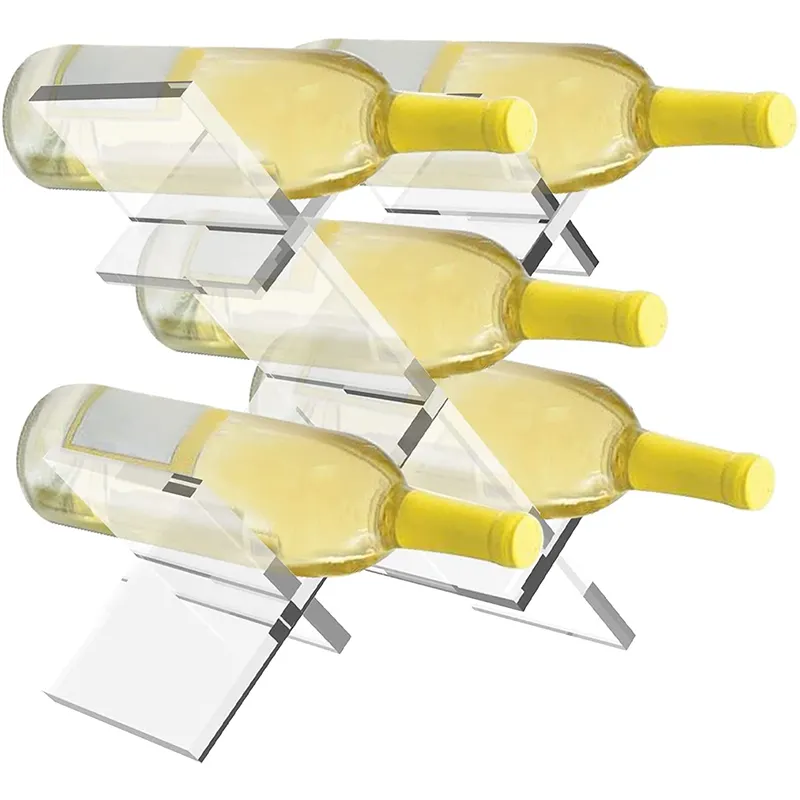 Tezgah ücretsiz ayakta Modern şeffaf akrilik plastik 5 şişe şarap tutucu toptan için