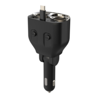 Adaptateur allume-cigare double en forme de hibou unique avec câble USB-C rétractable, charge rapide 65W max et voltmètre numérique