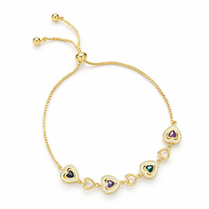 Collier en diamant taillé en forme de cœur pour femmes, plaqué or, pierres colorées, bijoux à porter tous les jours - Product Image 3