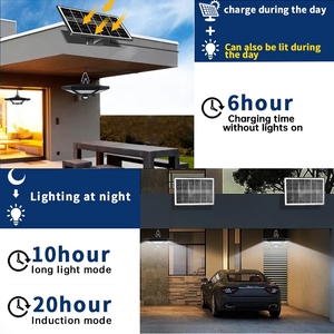 Dual Head 180 <span class=keywords><strong>LED</strong></span> Solar Indoor <span class=keywords><strong>Lights</strong></span> 5 <span class=keywords><strong>Motion</strong></span> <span class=keywords><strong>Sensor</strong></span> Solar Powered Shed Luzes pingente para Barn Gazebo Garagem com controle remoto - Product Image 5